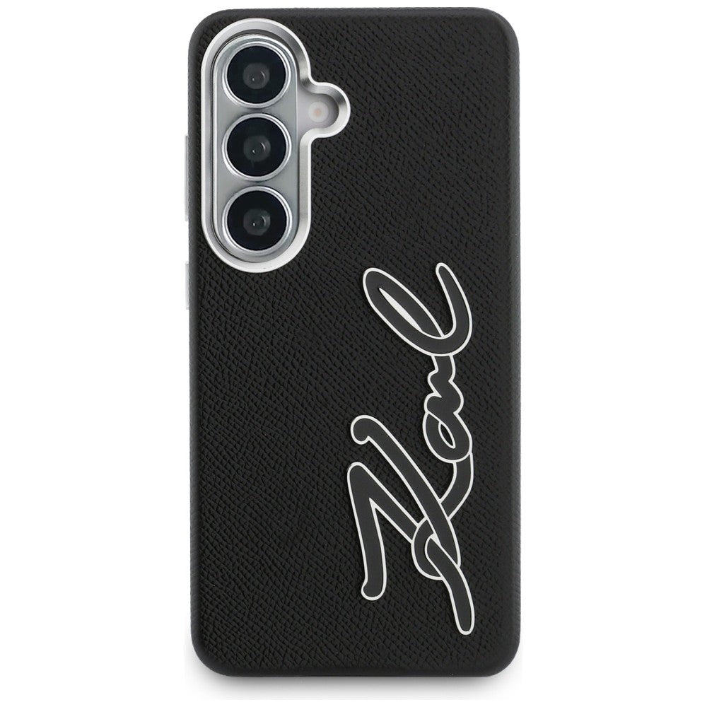 Karl Lagerfeld Grained Signature Metal Resin Logo Case for Samsung Galaxy S26 - Black_2