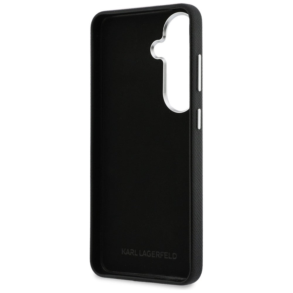 Karl Lagerfeld Grained Signature Metal Resin Logo Case for Samsung Galaxy S26 - Black_6