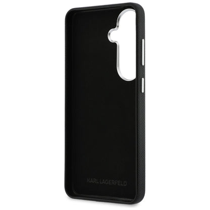 Karl Lagerfeld Grained Signature Metal Resin Logo Case for Samsung Galaxy S26 - Black_6