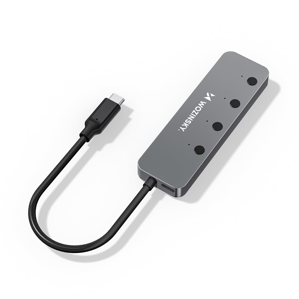 Wozinsky WHS080YSS 4 x USB-A 3.0 Aluminum Hub with Individual Switches and 15 cm USB-C Cable - Gray_2