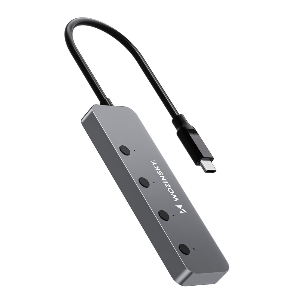 Wozinsky WHS080YSS 4 x USB-A 3.0 Aluminum Hub with Individual Switches and 15 cm USB-C Cable - Gray_4