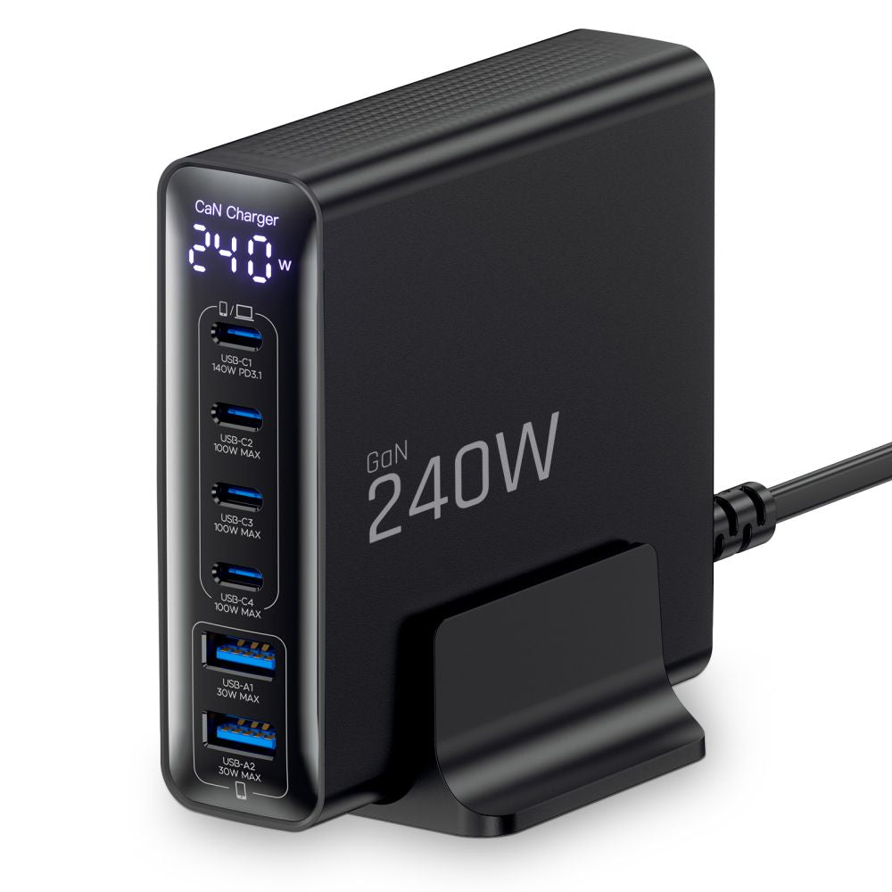 Tech-Protect DC240W-GaN Charging Station 6 Ports 4 x USB-C 2 x USB-A 240W QC3.0 - Black_1