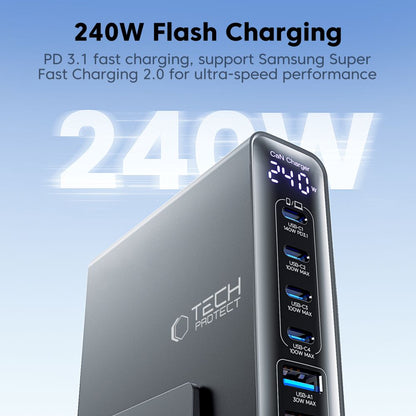 Tech-Protect DC240W-GaN Charging Station 6 Ports 4 x USB-C 2 x USB-A 240W QC3.0 - Black_6