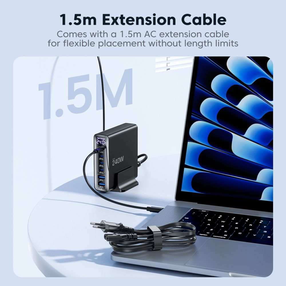 Tech-Protect DC240W-GaN Charging Station 6 Ports 4 x USB-C 2 x USB-A 240W QC3.0 - Black_8