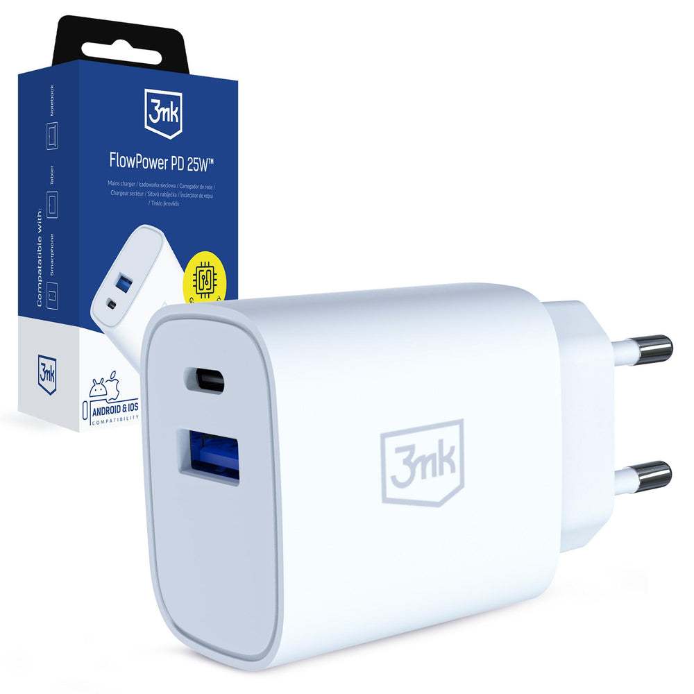 3mk FlowPower 25W 1A1C PD QC4+ Wall Charger - White_0