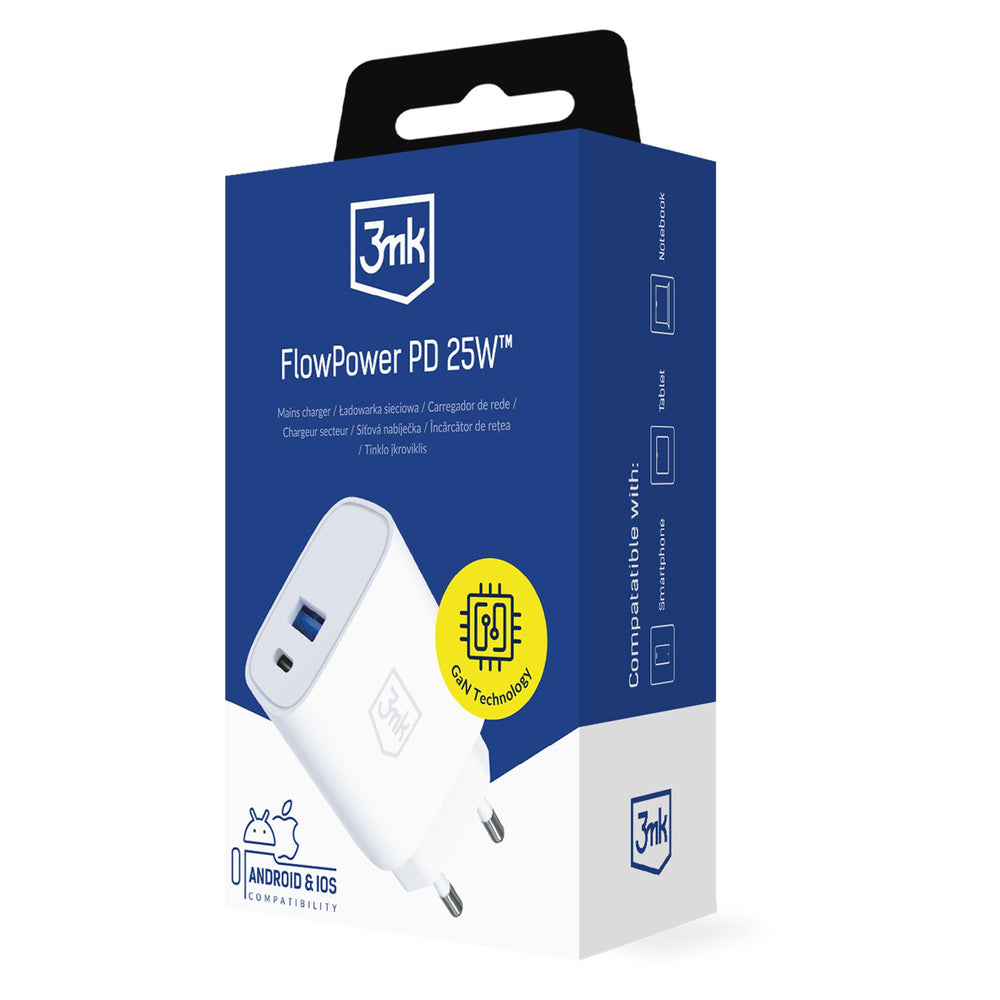3mk FlowPower 25W 1A1C PD QC4+ Wall Charger - White_9