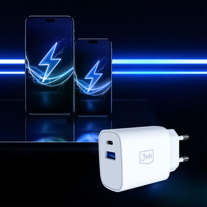 3mk FlowPower 25W 1A1C PD QC4+ Wall Charger - White_5
