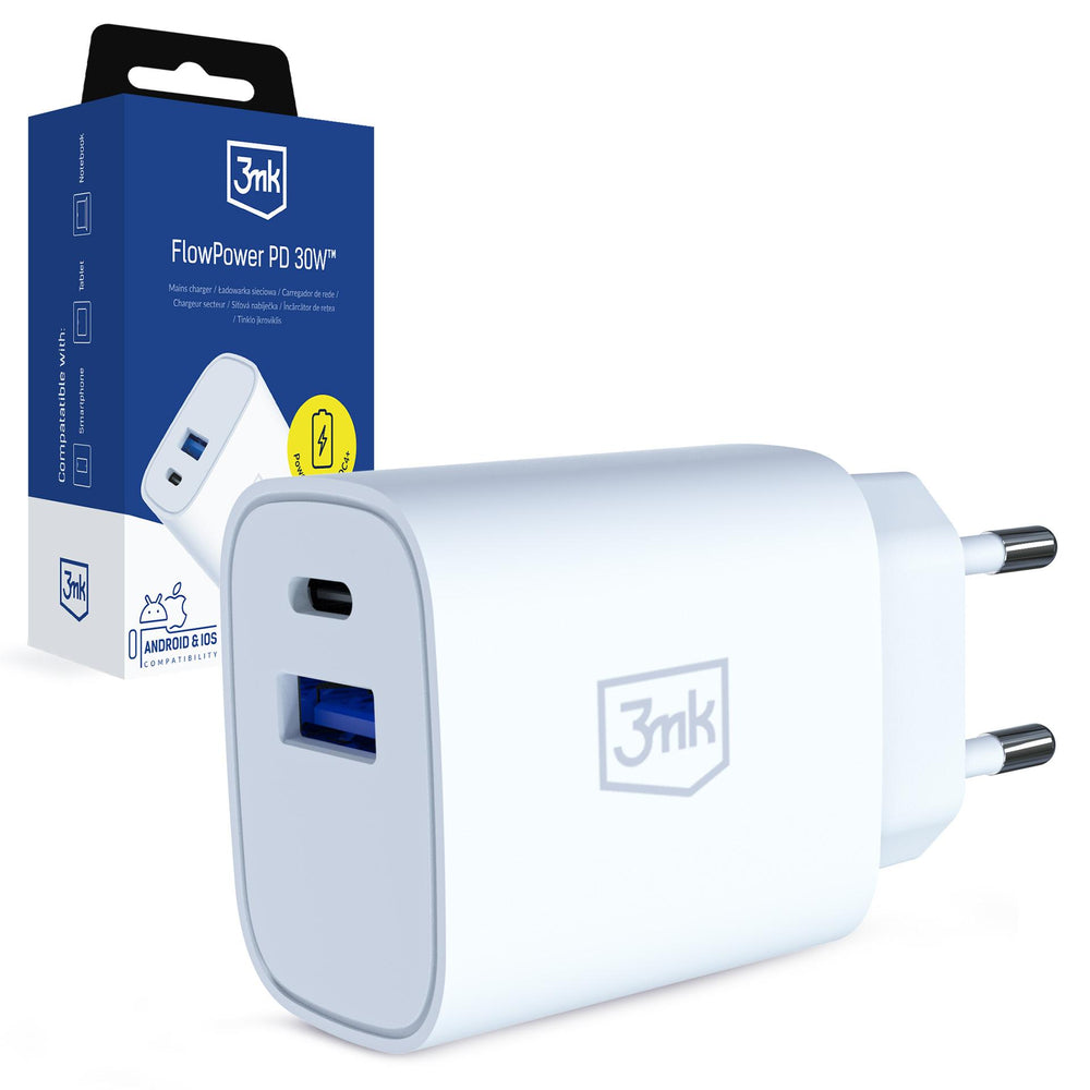 3mk FlowPower 30W 1A1C PD 3.0 QC4+ Wall Charger - White_0