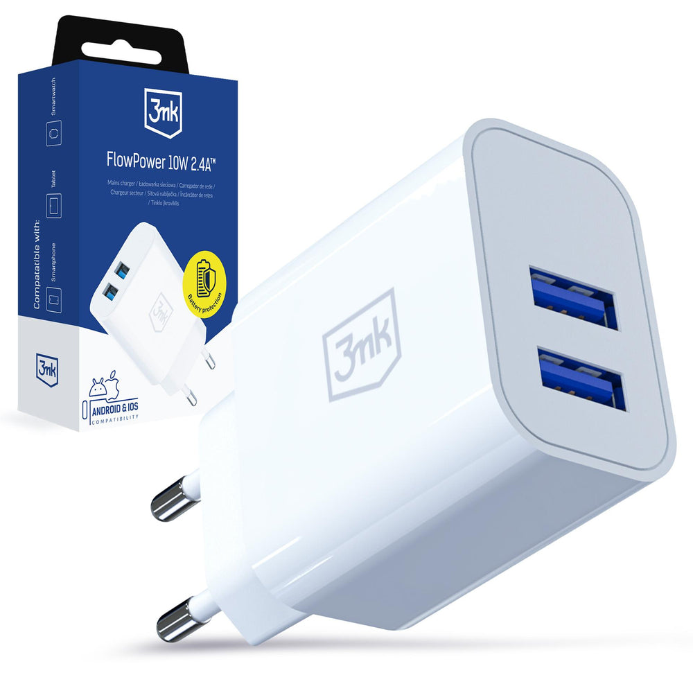 3mk FlowPower 10W 2.4A 2A Wall Charger - White_0