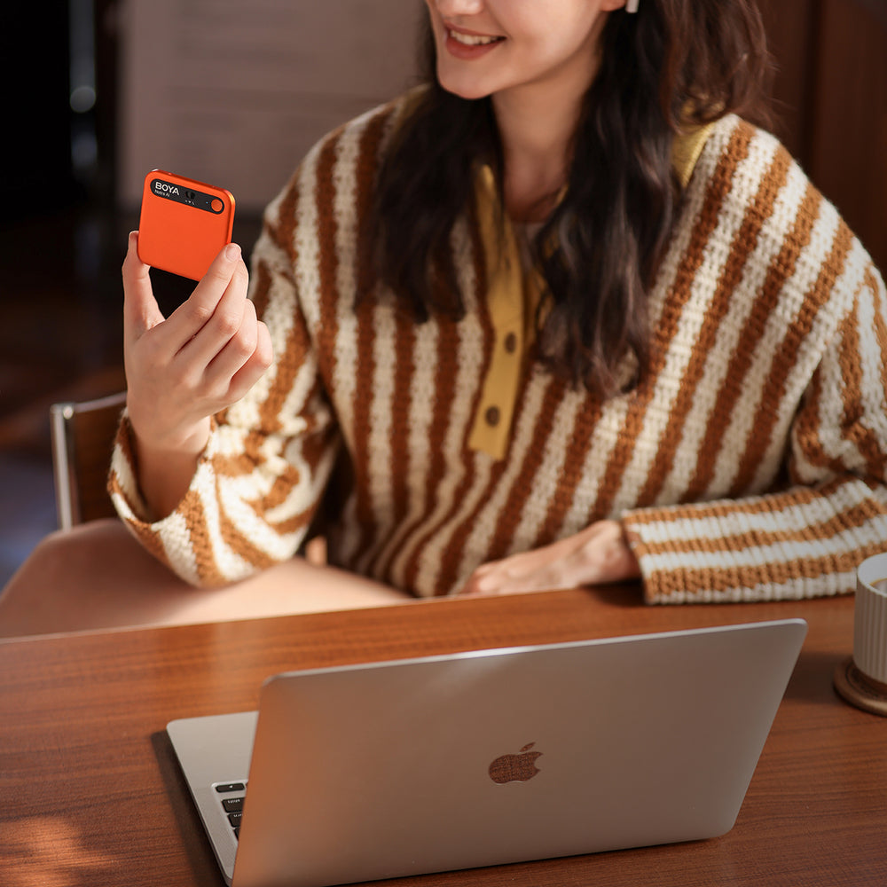 BOYA Notra Voice Recorder with AI Transcription - Orange_16