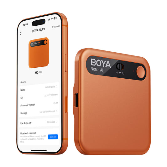 BOYA Notra Voice Recorder with AI Transcription - Orange_0