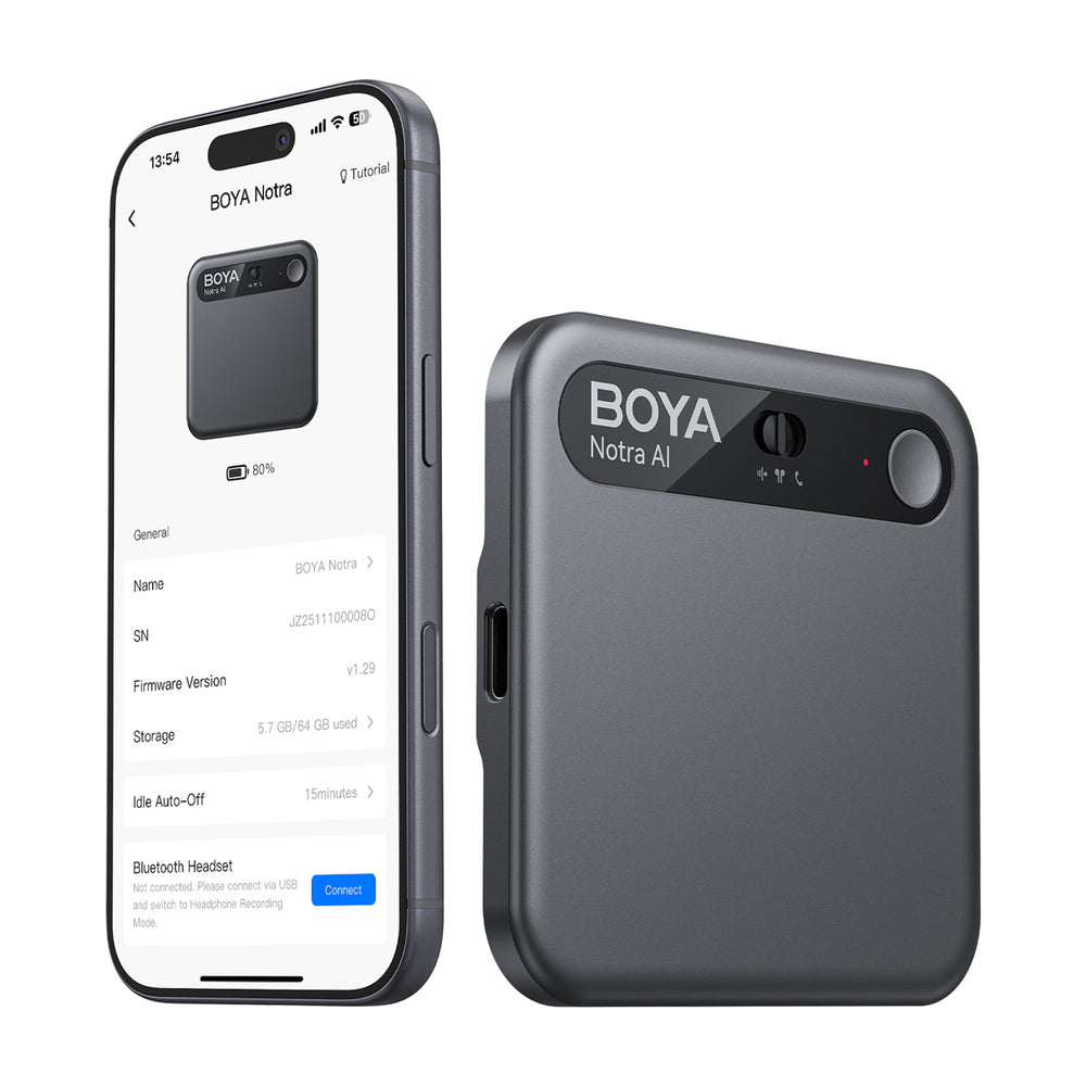 BOYA Notra Voice Recorder with AI Transcription - Black_0