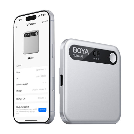 BOYA Notra Voice Recorder with AI Transcription - Silver_0