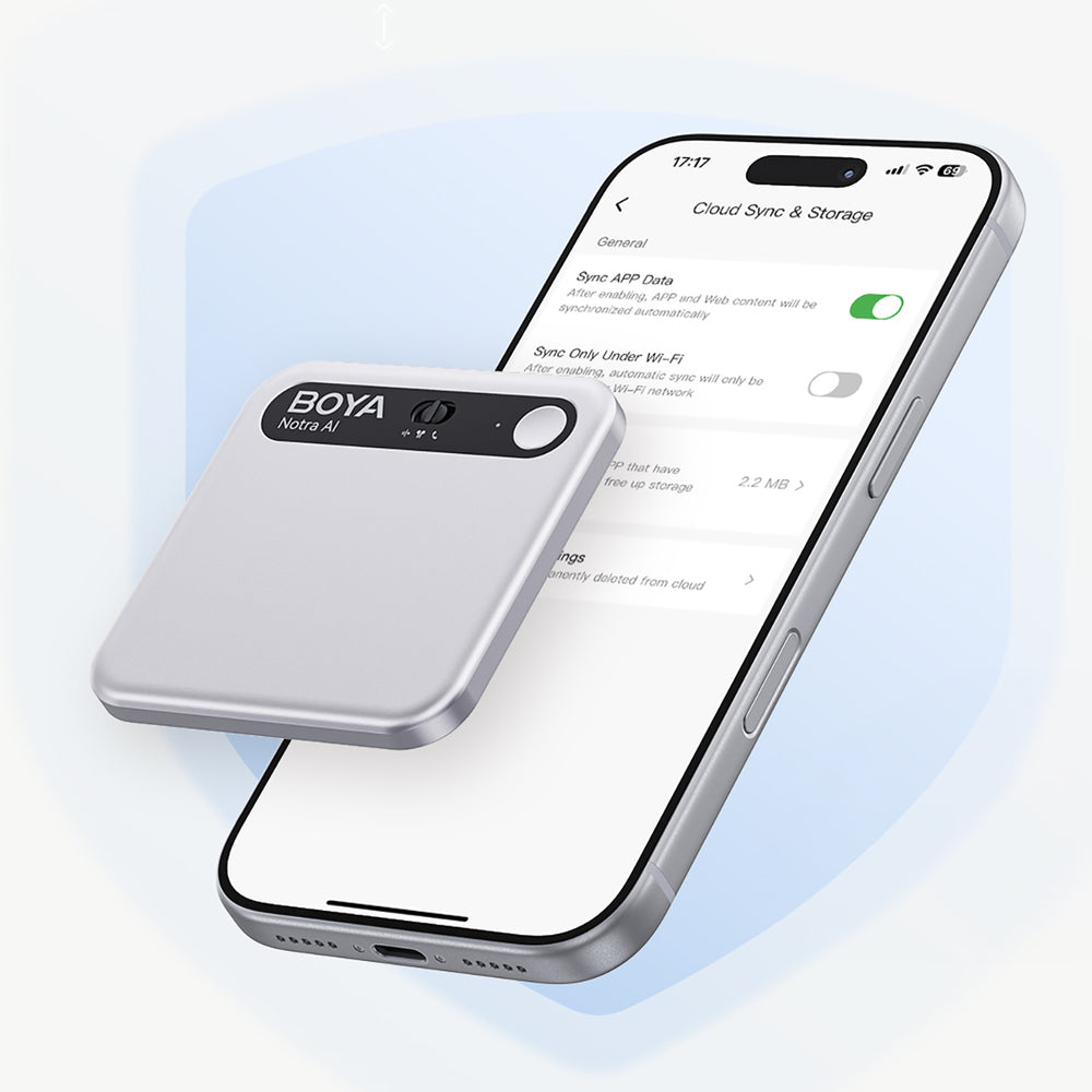 BOYA Notra Voice Recorder with AI Transcription - Silver_10