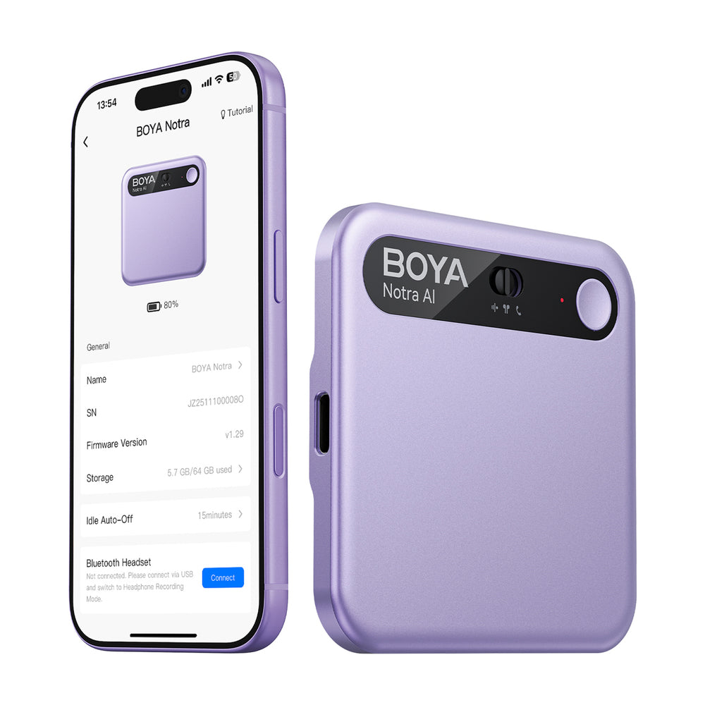 BOYA Notra Voice Recorder with AI Transcription - Purple_0