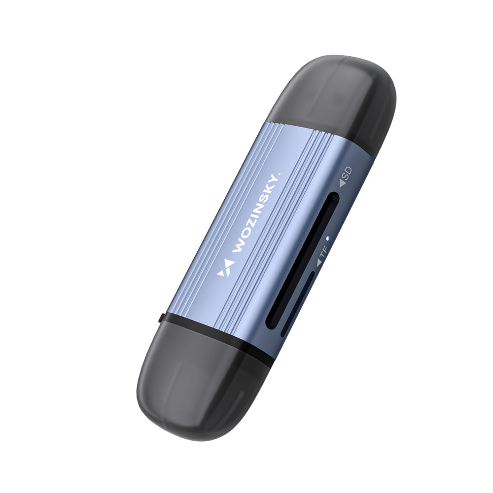 Wozinsky WCR-5G Memory Card Reader for SD and microSD USB-A 3.0 / USB-C 3.0 Aluminum - Gray_1