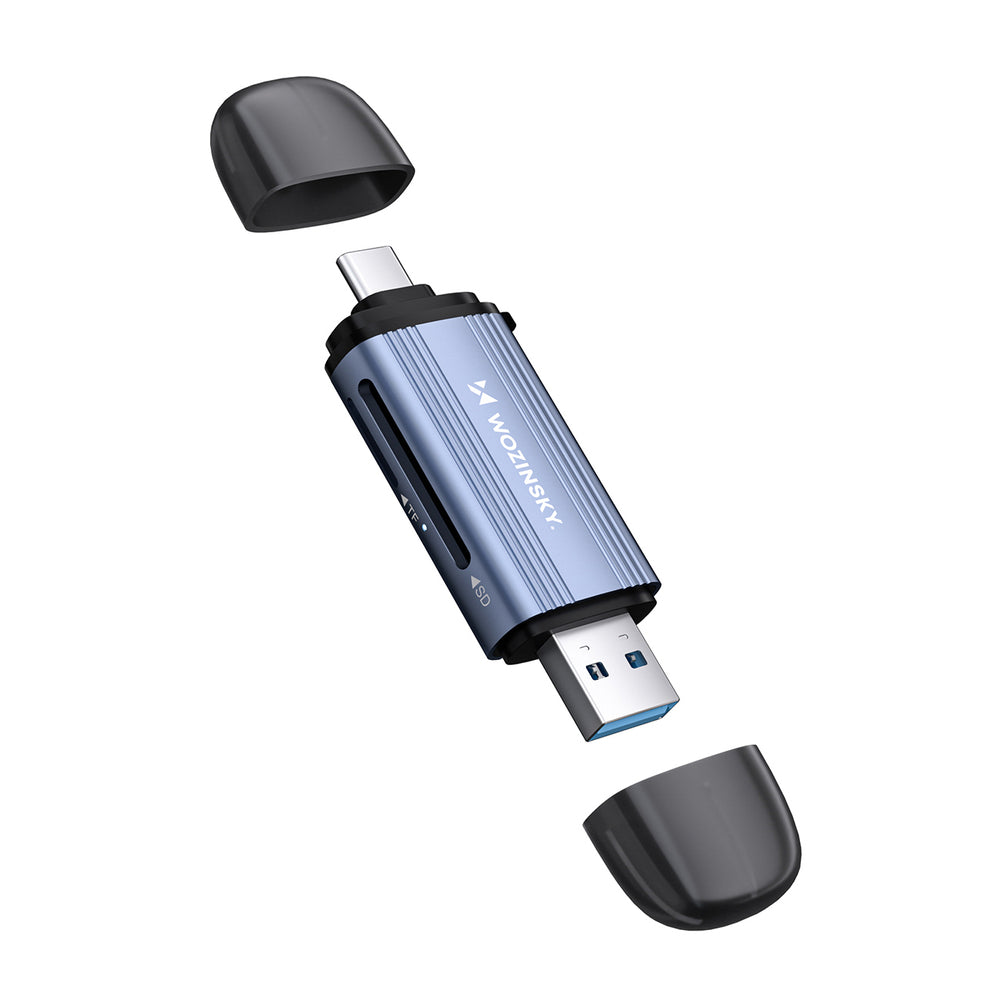Wozinsky WCR-5G Memory Card Reader for SD and microSD USB-A 3.0 / USB-C 3.0 Aluminum - Gray_4