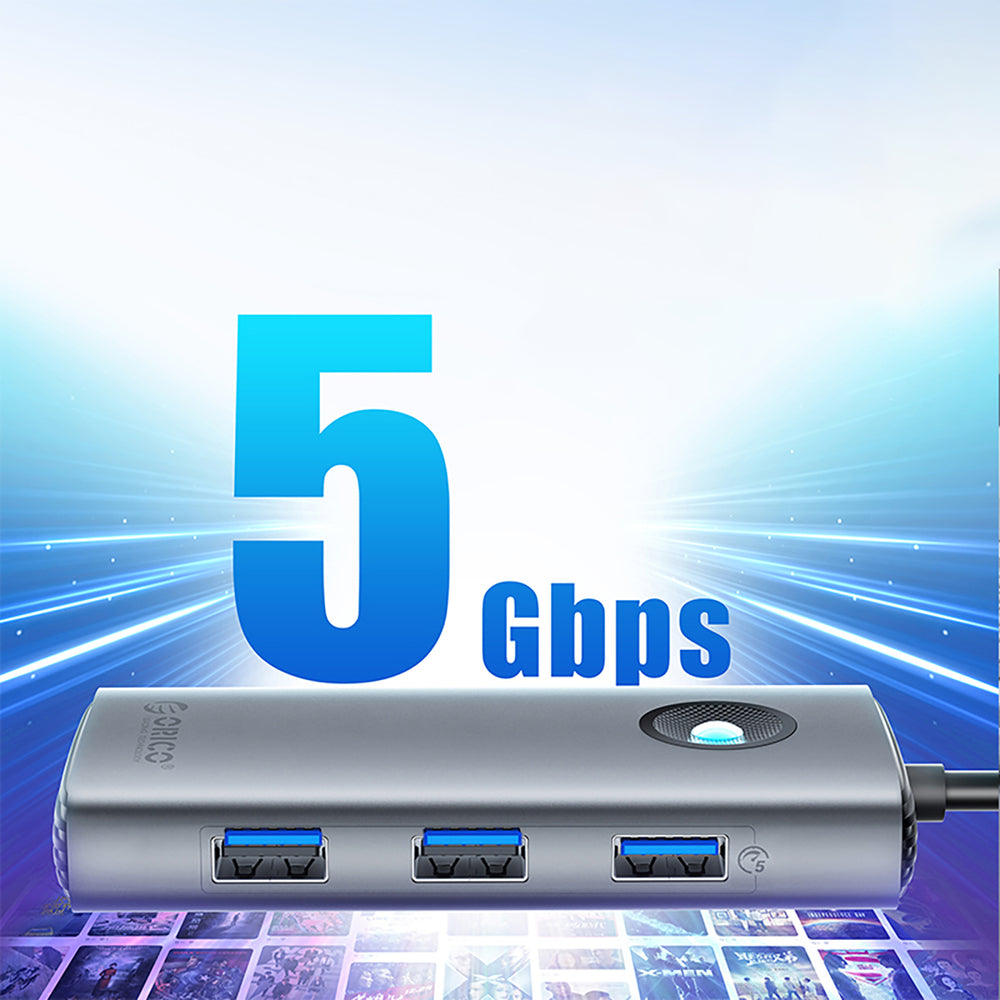 Orico PW11-5P USB-C Hub Docking Station 1x USB-A 3.0 + 2x USB-A 2.0 + 1x USB-C PD + 1x HDMI - Gray_2