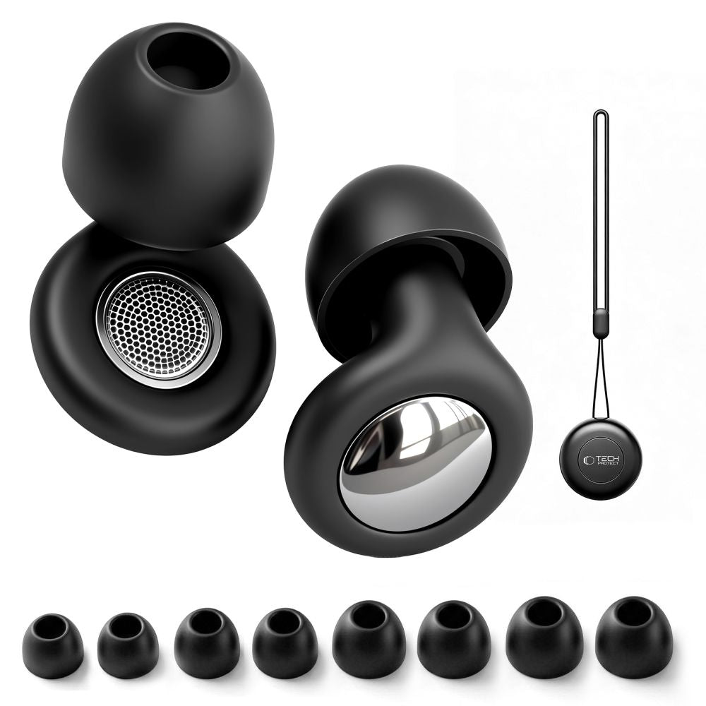 Tech-Protect QuietFit Silicone Earplugs with Acoustic Filter - Black_1