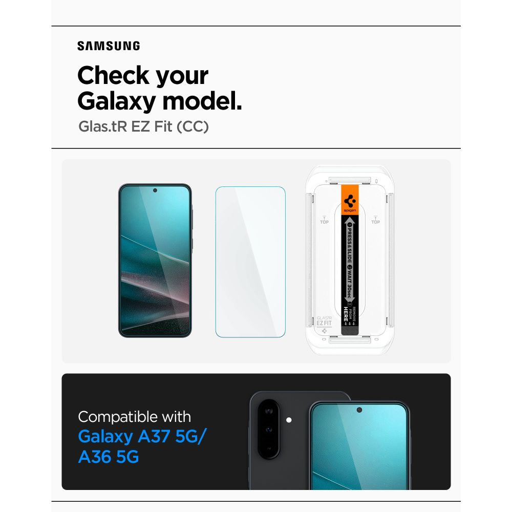 Front Cover Clear Screen Protector Spigen GlastR EZ FIT HD for Samsung Galaxy A37 5G / Galaxy A36 A366 AGL11365 _1