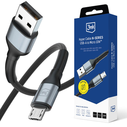 3mk Hyper Cable N-SERIES USB-A / MicroUSB 50cm QC 3.0 5V/2A 10W - black_0