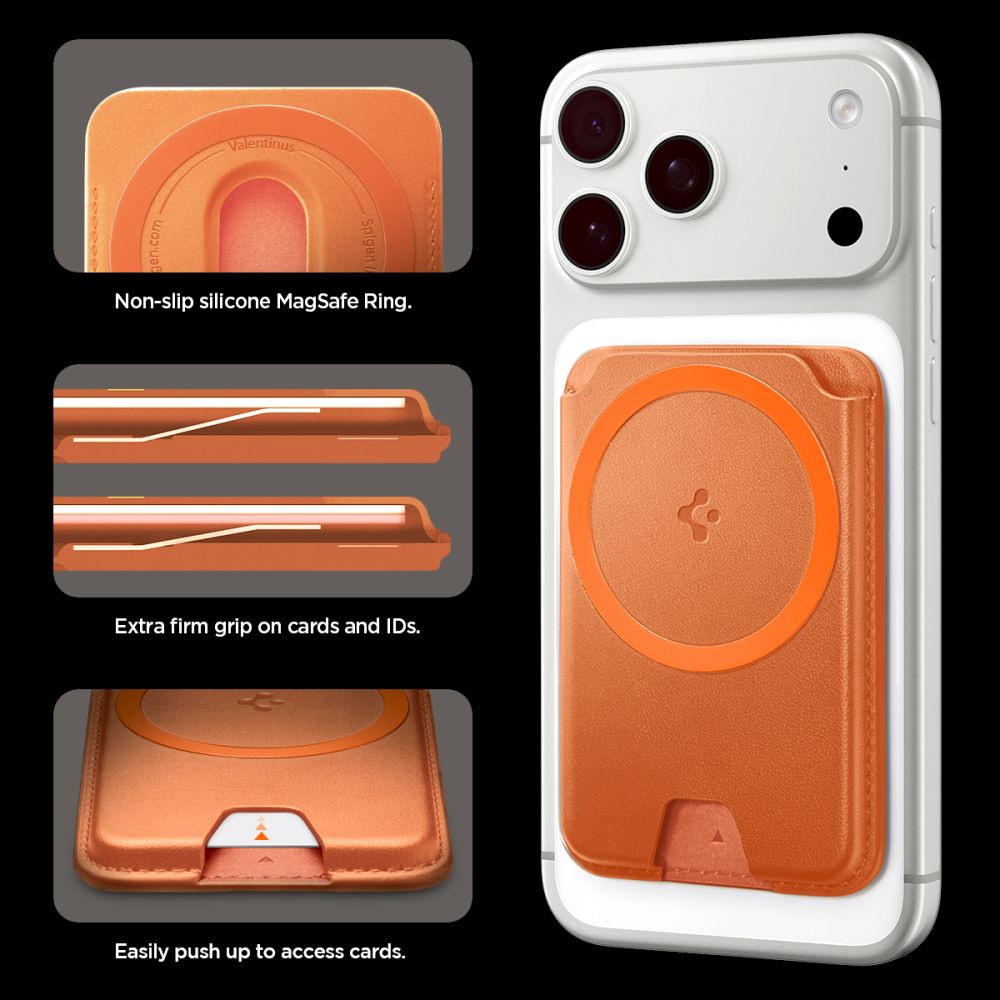 Spigen Valentinus MagFit+ MagSafe Magnetic Phone Wallet - Orange_13