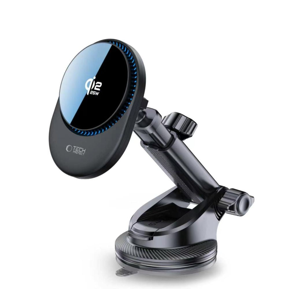Tech-Protect V21 MagSafe Car Holder with 25W QI2.2 Inductive Charger for Cockpit/Windshield/Air Vent - Black_2