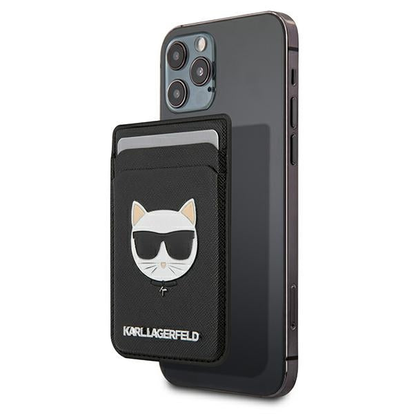 Portfel magentyczny Karl Lagerfeld Wallet CardSlot Saffiano Choupette Head MagSafe na telefon - czarny_0