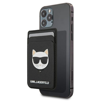 Portfel magentyczny Karl Lagerfeld Wallet CardSlot Saffiano Choupette Head MagSafe na telefon - czarny_0
