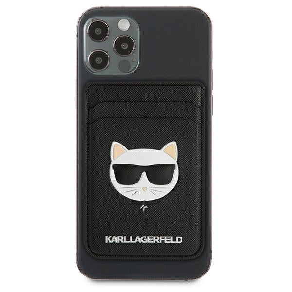 Portfel magentyczny Karl Lagerfeld Wallet CardSlot Saffiano Choupette Head MagSafe na telefon - czarny_1