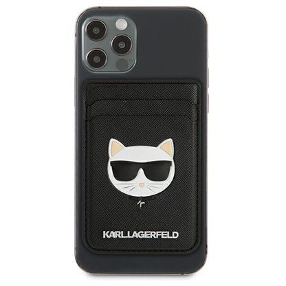Portfel magentyczny Karl Lagerfeld Wallet CardSlot Saffiano Choupette Head MagSafe na telefon - czarny_1