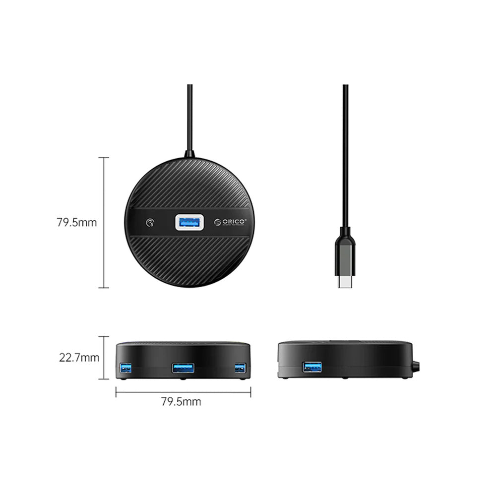ORICO YS1-C2 4-port USB hub 1x USB-A 3.0 3x USB-A 2.0 0.3 m - black_1