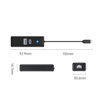 Orico PWCUR-C3 3-port USB hub 1x USB-A 3.0 1x USB-C 3.0 1x RJ45 Gigabit Ethernet 0.15 m - black_2