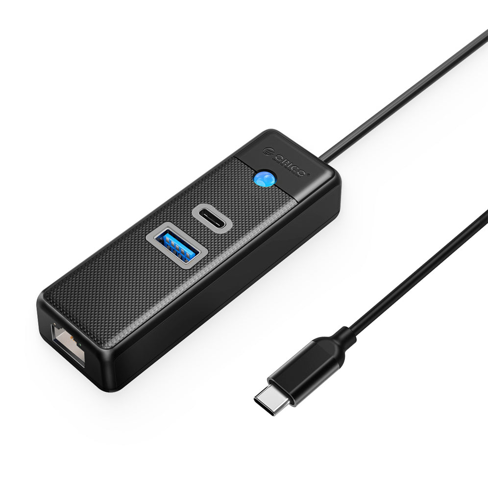 Orico PWCUR-C3 3-port USB hub 1x USB-A 3.0 1x USB-C 3.0 1x RJ45 Gigabit Ethernet 1.8 m - black_0