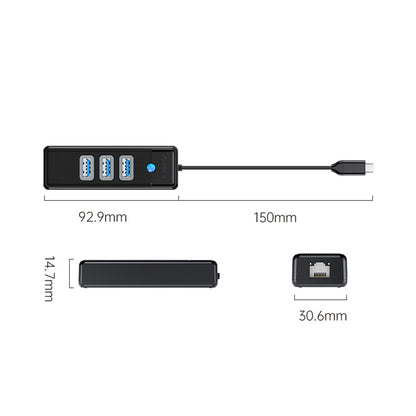 Orico PW3UR25-C3 USB Hub 4-Port 3x USB-A 3.0 1x RJ45 2.5G Ethernet 0.15m - Black_2