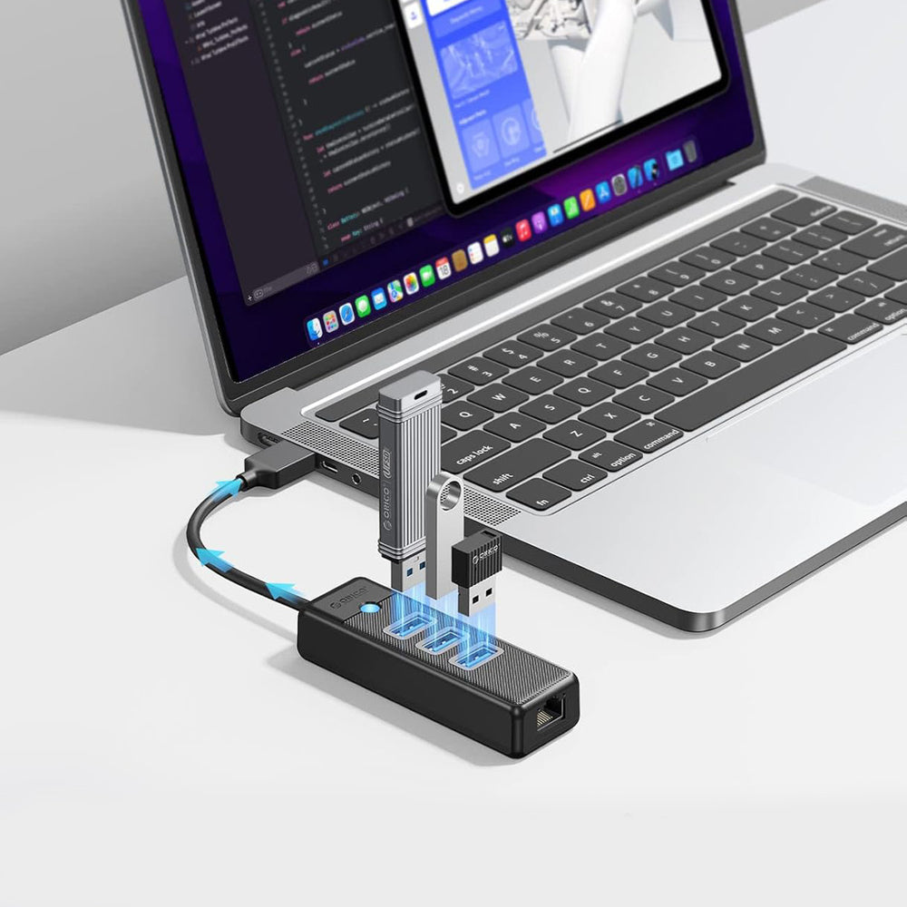 Orico PW3UR25-U3 USB Hub 4-Port 3x USB-A 3.0 1x RJ45 2.5G Ethernet 0.5m - Black_3