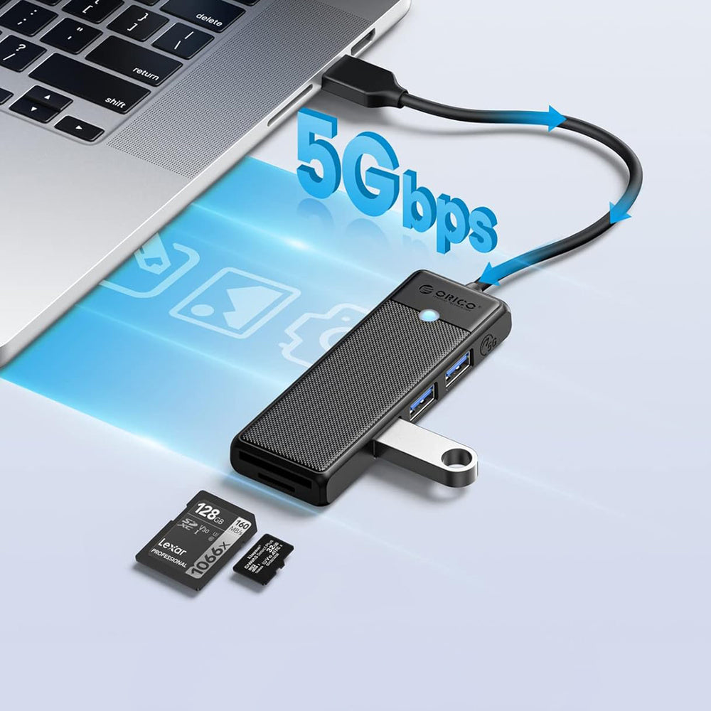 Orico PAPW3AT-U3 USB Hub 4-port 3x USB-A 3.0 with microSD/SD card reader 1 m - black_2