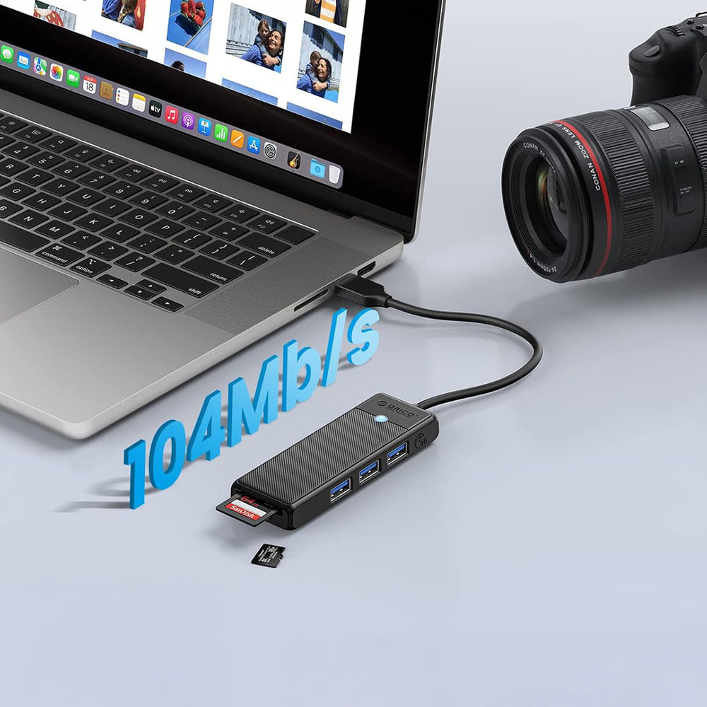 Orico PAPW3AT-U3 USB Hub 4-port 3x USB-A 3.0 with microSD/SD card reader 1 m - black_3