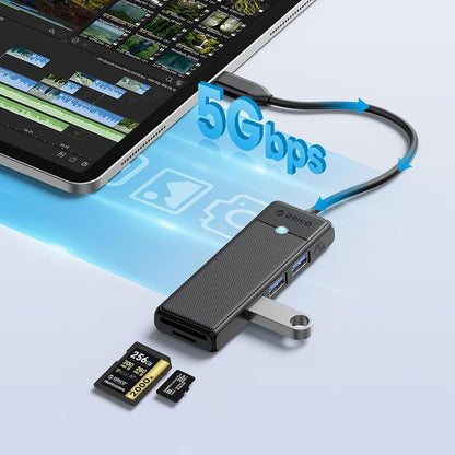 Orico PAPW3AT-U3 USB Hub 4-port 3x USB-A 3.0 with microSD/SD card reader 1.8 m - black_3