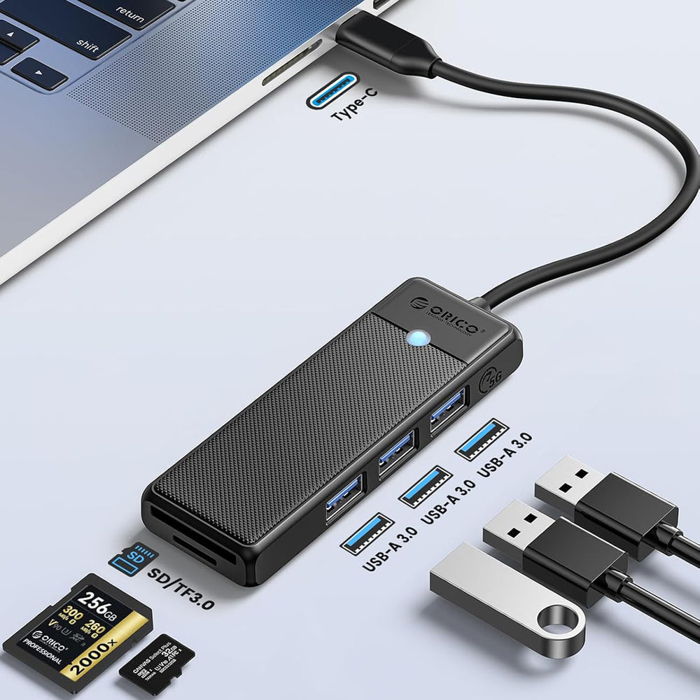 Orico PAPW3AT-C3 USB Hub 4-port 3x USB-A 3.0 with microSD/SD card reader 0.15 m - black_2