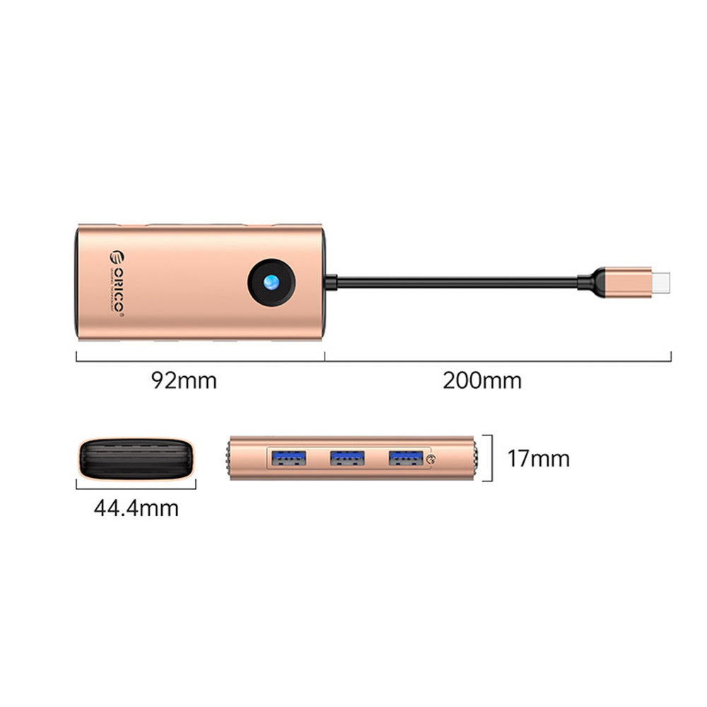 Orico PW11 6in1 USB-C Docking Station 3x USB-A 3.0 1x USB-C 3.0 1x USB-C PD 100W 1x HDMI 4K 30Hz - Rose Gold_1