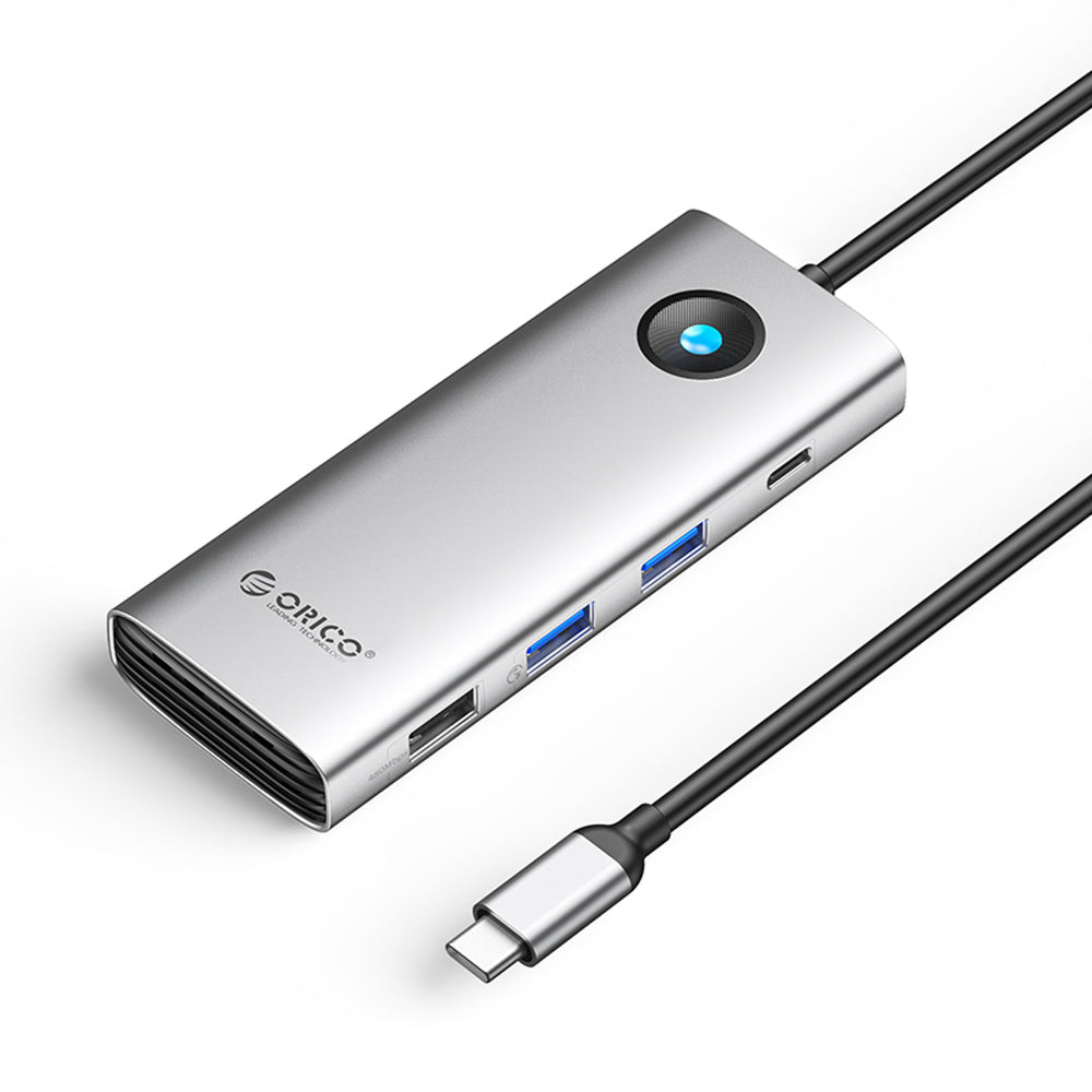 Orico PW11 8in1 USB-C Docking Station 2x USB-A 3.0 1x USB-A 2.0 1x USB-C 3.0 1x USB-C PD 100W 1x HDMI 4K 60Hz 1x VGA 1080P 60Hz 1x RJ45 Gigabit Ethernet - Silver_0