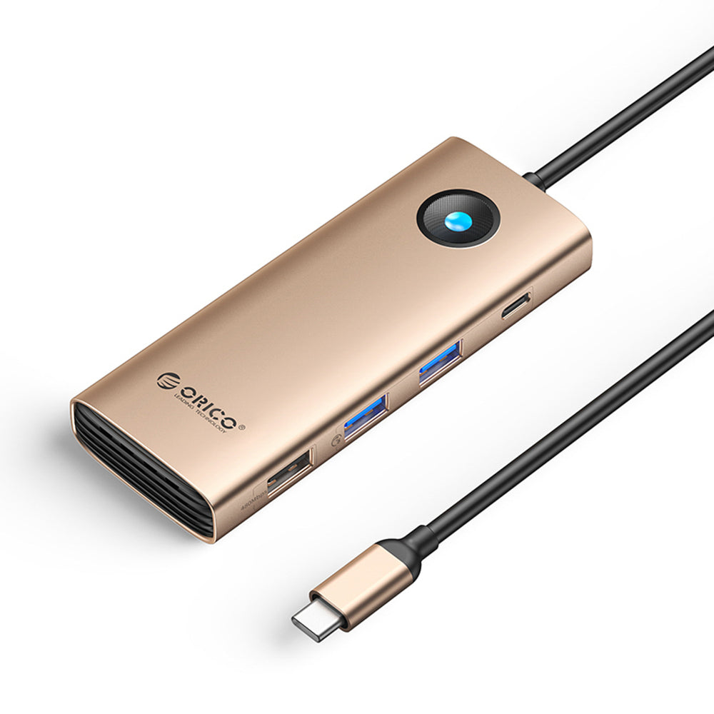 Orico PW11 8in1 USB-C Docking Station 2x USB-A 3.0 1x USB-A 2.0 1x USB-C 3.0 1x USB-C PD 100W 1x HDMI 4K 60Hz 1x VGA 1080P 60Hz 1x RJ45 Gigabit Ethernet - Rose Gold_0