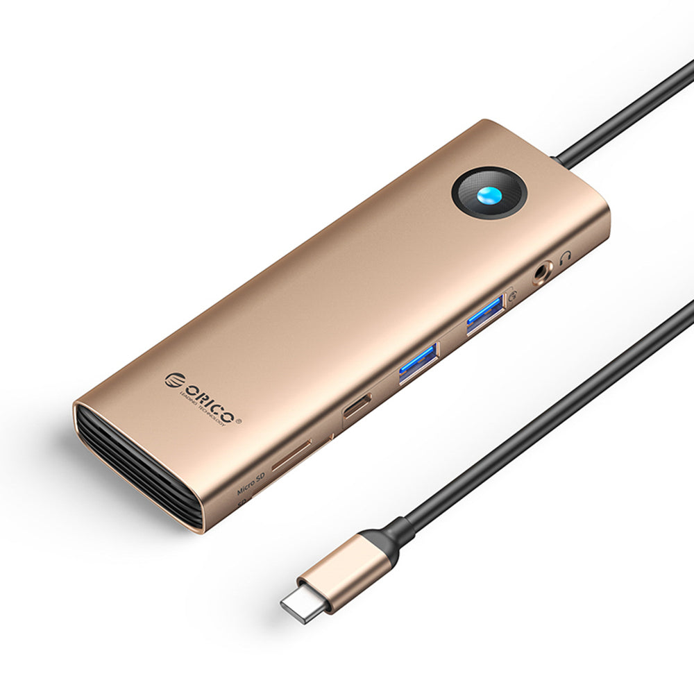 Orico PW11 9in1 USB-C Docking Station 2x USB-A 3.0 1x USB-C 3.0 1x USB-C PD 100 1x HDMI 4K 60Hz 1x microSD/SD 1x RJ45 2.5G Ethernet 1x Audio 3.5mm - Rose Gold_0