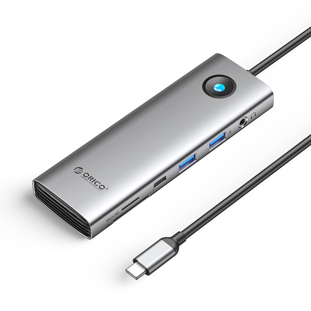 Orico PW11 9in1 USB-C Docking Station 2x USB-A 3.0 1x USB-C 3.0 1x USB-C PD 100 1x HDMI 4K 60Hz 1x microSD/SD 1x RJ45 2.5G Ethernet 1x Audio 3.5 mm - Gray_0