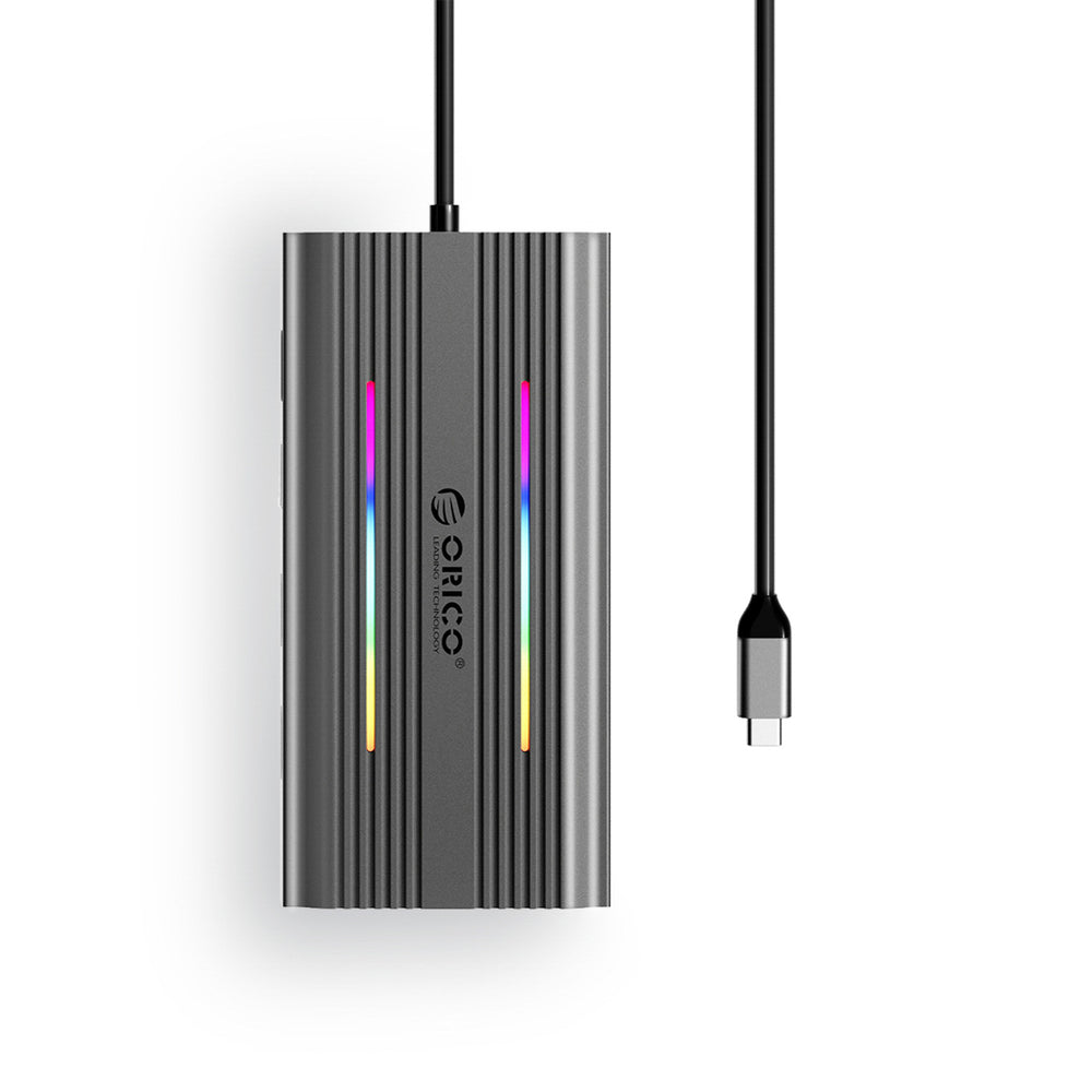 Orico XCR 12in1 RGB USB-C Docking Station 3x USB-A USB-C PD 100W HDMI 4K VGA RJ45 Gigabit SD and microSD Card Reader - Gray_1