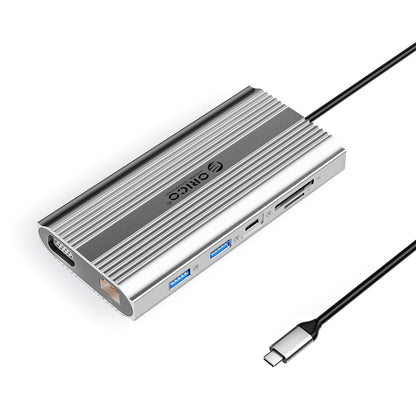 Orico XDR 12in1 USB-C Docking Station USB-A USB-C HDMI 4K VGA RJ45 Gigabit PD 100W SD and microSD Card Reader - Silver_0