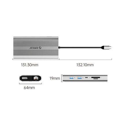 Orico XDR 12in1 USB-C Docking Station USB-A USB-C 2x HDMI 4K 60Hz DisplayPort 4K 60Hz RJ45 Gigabit PD 100W SD and microSD Card Reader - Silver_1