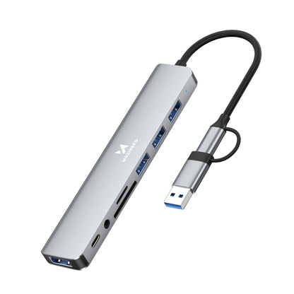 Wozinsky WAH-81 8-in-1 USB Hub with USB 3.0 SD Card Reader and Audio Output - Gray_0