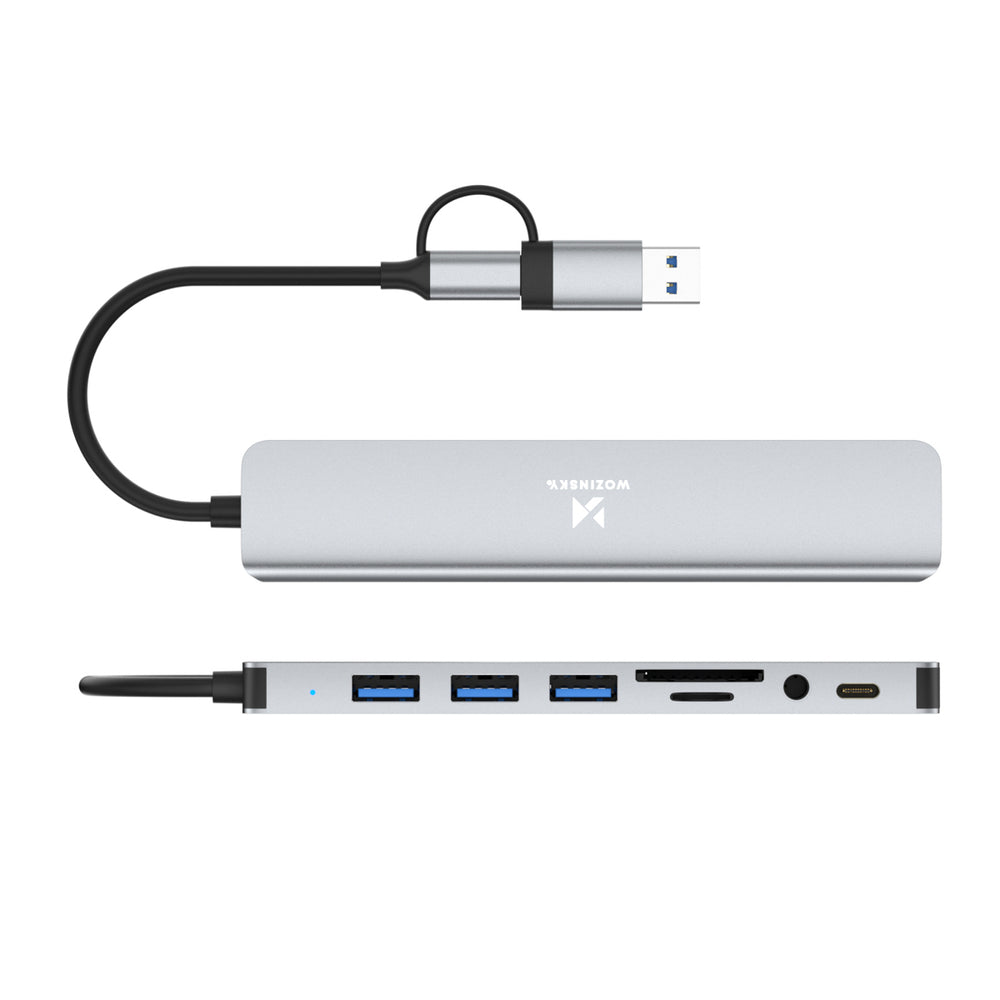 Wozinsky WAH-81 8-in-1 USB Hub with USB 3.0 SD Card Reader and Audio Output - Gray_1